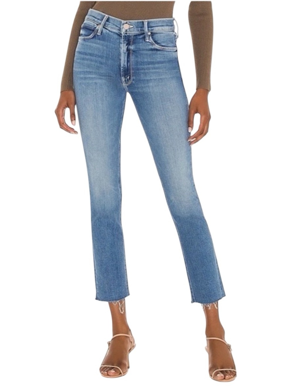 Mother The Dazzler Mid-Rise Ankle Fray Jeans in Riding The Cliffside - Size 32